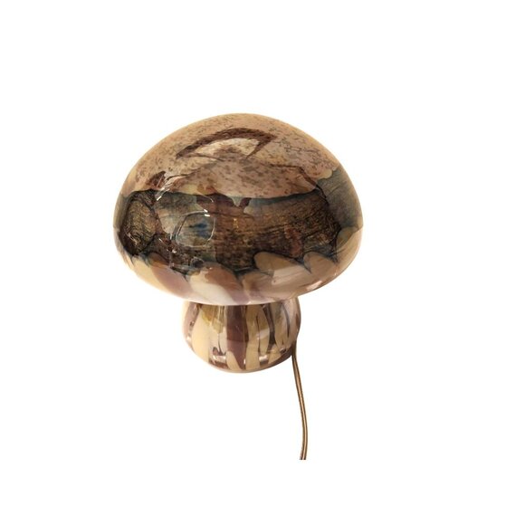 Iridescent Glass Mushroom Night Light, USB Cord, Brown Gold, Swirl, Whimsical - Picture 8 of 10